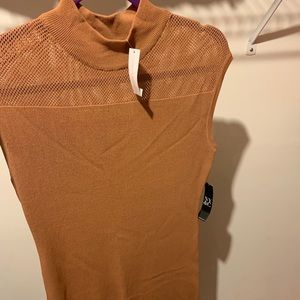 NWT! NY&Co TAN SWEATER DRESS W/ NET DETAIL